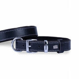 Doggie Comfort Black Leather Dog Collar Soft Padded 50cm