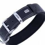 Doggie Comfort Black Leather Dog Collar Durable Design 60 cm