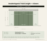 Straight Top Mount Brushed Nickel Double Bypass Barn Door Hardware Kit