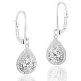 Double Halo Pear Drop Earrings