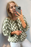 Double Take Tied Checkered Dropped Shoulder Flounce Sleeve Cardigan from S to XL