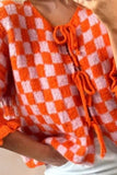 Double Take Tied Checkered Dropped Shoulder Flounce Sleeve Cardigan from S to XL