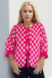 Double Take Tied Checkered Dropped Shoulder Flounce Sleeve Cardigan from S to XL