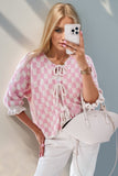 Double Take Tied Checkered Dropped Shoulder Flounce Sleeve Cardigan from S to XL