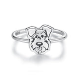 925 Sterling Silver Oxidized Silver Dog Ring for Women