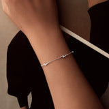925 Sterling Silver Pave Setting CZ Bracelet with White Gold Plating