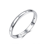 925 Sterling Silver Size 6.0 Plated Platinum Pavé Setting CZ Ring for Women
