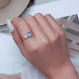 925 Sterling Silver Enamel Plated Ring Size 6 for Women