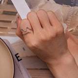 925 Sterling Silver Pavé Setting CZ Oxidized Silver Ring for Women