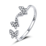 925 Sterling Silver Oxidized Butterfly Ring with Pavé Setting CZ for Women