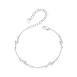 925 Sterling Silver Pave Setting CZ Bracelet with White Gold Plating