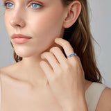 925 Sterling Silver Ring with White Gold Plating for Women, Size 6.0