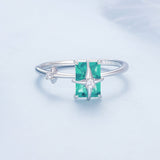 925 Sterling Silver 1.40mm Width CZ & Glass Ring Size 6 for Women