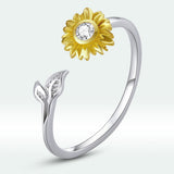 925 Sterling Silver Ring with Pavé Setting CZ, 0.1cm Width, Flower Design for Women