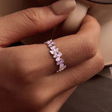 925 Sterling Silver Enamel Platinum Plated Ring Size 6 for Women