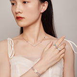 925 Sterling Silver Opal Nanometer Stone Plated Platinum Ring