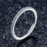 925 Sterling Silver Platinum Plated CZ Pavé Setting Ring Size 5.0 for Women