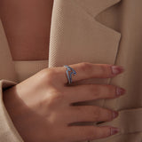 925 Sterling Silver Size 6.0 White Gold Plated CZ Ring for Women