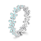925 Sterling Silver Enamel Process Plated Platinum Ring Size 6 for Women