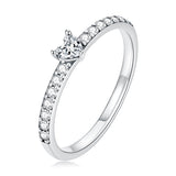 925 Sterling Silver Oxidized Ring with Pavé Setting CZ, Size 6 for Women