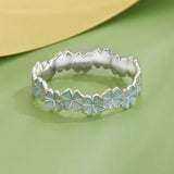 925 Sterling Silver Enamel and Platinum Plated Ring Size 6 for Women