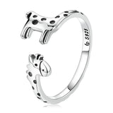 925 Sterling Silver Oxidized Giraffe Ring for Women