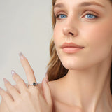 925 Sterling Silver Agate and CZ Pendant Ring Size 6 for Women