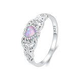 925 Sterling Silver Opal and CZ Stackable Ring in Size 6 for Women