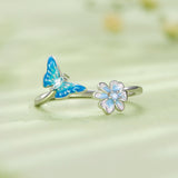 925 Sterling Silver Opal Nanometer Stone Plated Platinum Ring