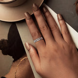 925 Sterling Silver and White Gold 0.5cm Ring Size 6.0
