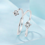 925 Sterling Silver Pavé Setting CZ Oxidized Ring for Women