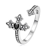 925 Sterling Silver Pavé Setting CZ Oxidized Silver Ring