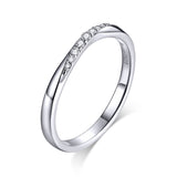 925 Sterling Silver Pavé Set CZ Platinum Plated Ring Size 6 for Women