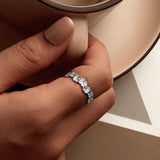 925 Sterling Silver Enamel and Platinum Plated Ring Size 6 for Women