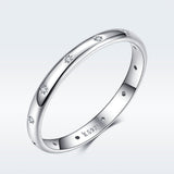 925 Sterling Silver Size 6.0 Plated Platinum Pavé Setting CZ Ring for Women