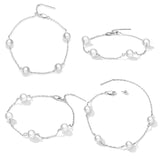 925 Sterling Silver Adjustable Pearl Bracelet for Women