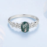 925 Sterling Silver Agate and CZ Pendant Ring Size 6 for Women