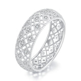 925 Sterling Silver & Platinum Plated Pavé CZ Ring Size 6 for Women