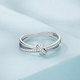 S925 Sterling Silver Oxidized Pavé Setting CZ Ring Size 6 for Women
