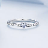 925 Sterling Silver Oxidized Ring with Pavé Setting CZ, Size 6 for Women