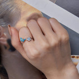 925 Sterling Silver Opal Nanometer Stone Plated Platinum Ring