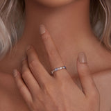 S925 Sterling Silver 4mm Plated Platinum Ring for Women Size 6.0