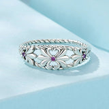 925 Sterling Silver Oxidized 1.3mm Pavé Set CZ Ring Size 6.0 for Women