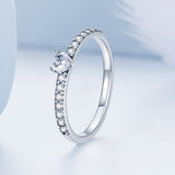 925 Sterling Silver Oxidized Ring with Pavé Setting CZ, Size 6 for Women