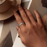 925 Sterling Silver Enamel and Platinum Plated Ring Size 6 for Women
