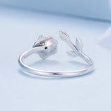 925 Sterling Silver Oxidized Flower Design Ring with Pavé Setting CZ