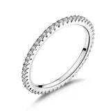 925 Sterling Silver Platinum Plated CZ Pavé Setting Ring Size 5.0 for Women