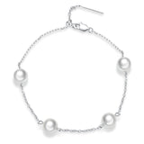 925 Sterling Silver Adjustable Pearl Bracelet for Women