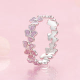 925 Sterling Silver Enamel Platinum Plated Ring Size 6 for Women