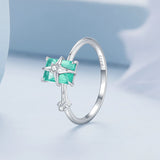 925 Sterling Silver 1.40mm Width CZ & Glass Ring Size 6 for Women